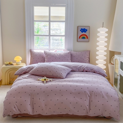 91家纺网 家纺一手货源 找家纺 富缦庭2025新款A类针织双层纱四件套彩蝶飞舞