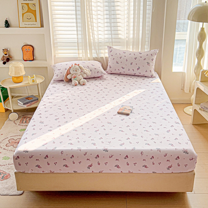 91家纺网 家纺一手货源 找家纺 纽缦家纺 2025新款云感提花双层纱床笠 葡萄七分甜