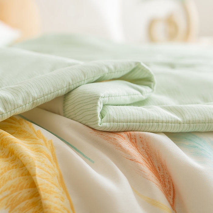 91家纺网 家纺一手货源 找家纺 暖阳 【同款地板价】2025年新款全棉印花棉花夏被四件套被子被芯 飘香麦穗