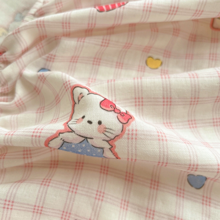 91家纺网 家纺一手货源 找家纺 博雅 2025新款全棉A类双层纱床笠 趣多猫