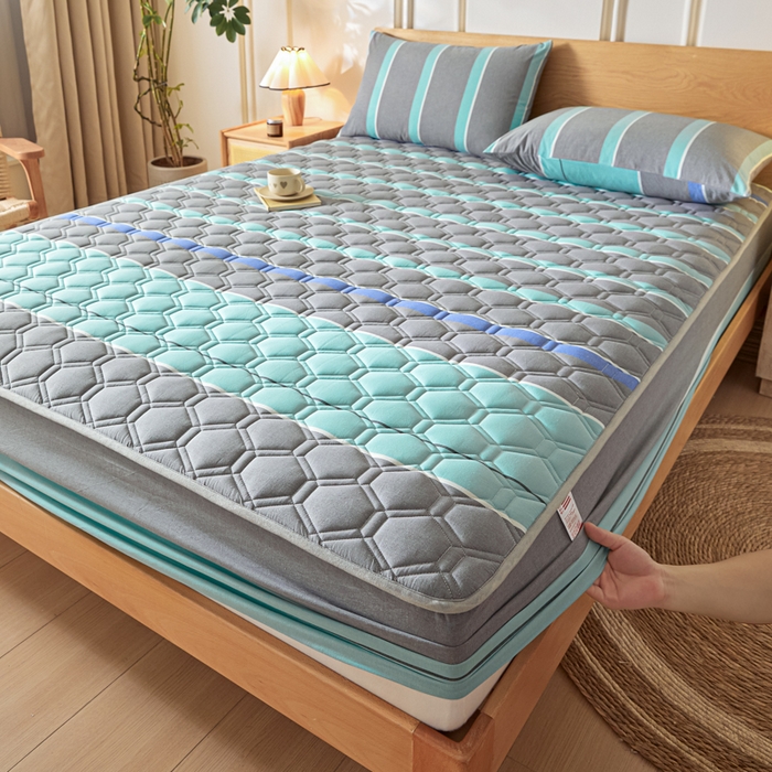 91家纺网 家纺一手货源 找家纺 （总）雪云美2025新款A类全棉色织水洗棉夹棉床笠大豆床罩床垫保护套可定制