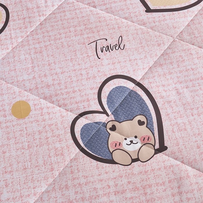 91家纺网 家纺一手货源 找家纺 羽梦家纺2025新款新疆棉花全棉夏凉被 可乐熊粉