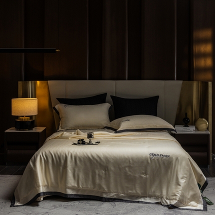 91家纺网 家纺一手货源 找家纺 （总）时亿家居  2025新款80天丝提花床盖款夏被四件套 -晓雅系列