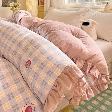 91家纺网 家纺一手货源 找家纺 （总）纽缦家纺 2025新款云感提花双层纱韩版被套