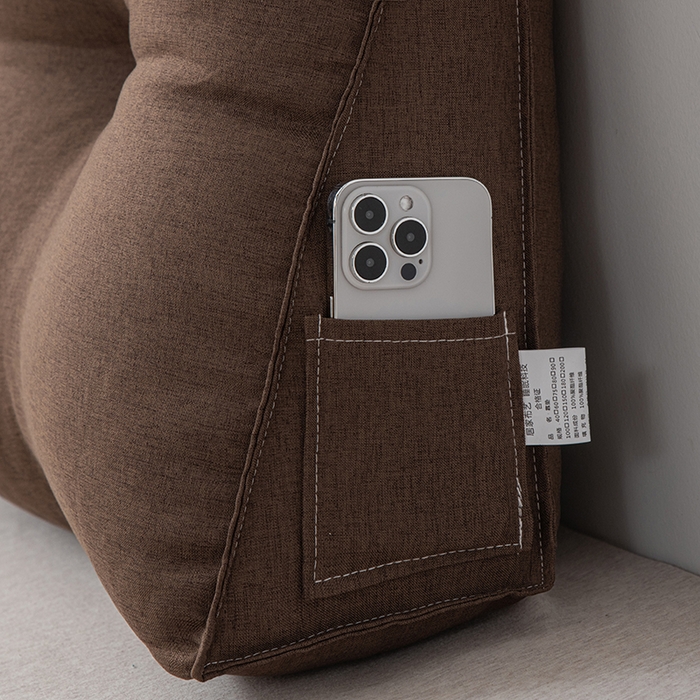 91家纺网 家纺一手货源 找家纺 美达人2025新款麻布珍珠棉三角靠背 亚麻单人 湘宜咖