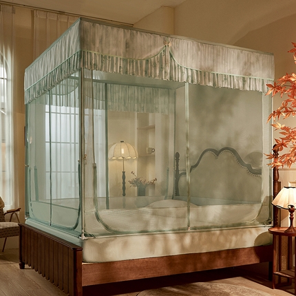 青竹苑2025新款花边款床笠底防摔坐床蚊帐-雅致 雅致-瓦松绿