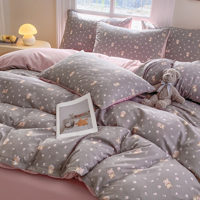 91家纺网 家纺一手货源 找家纺 富缦庭2025新款A类针织双层纱四件套米洛狗