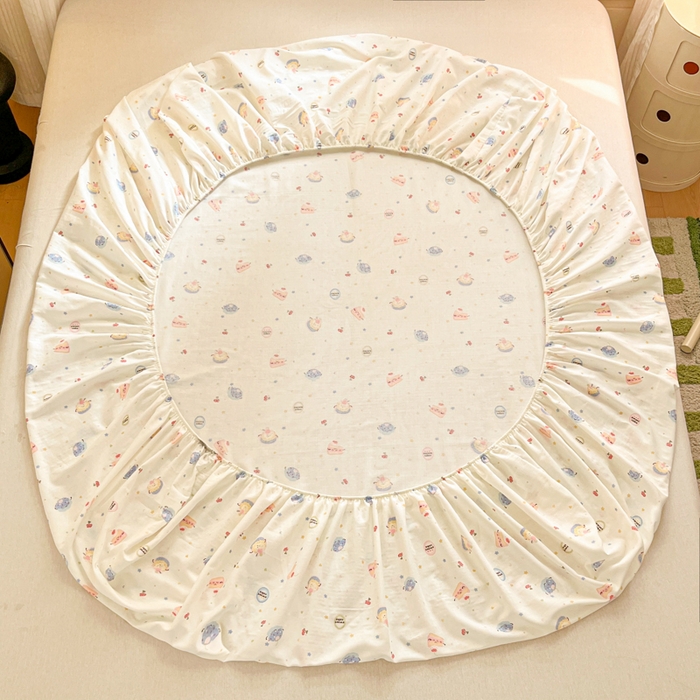 91家纺网 家纺一手货源 找家纺 博雅 2025新款全棉A类双层纱床笠 奶油蛋糕