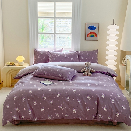 91家纺网 家纺一手货源 找家纺 富缦庭2025新款A类针织双层纱四件套花团锦簇