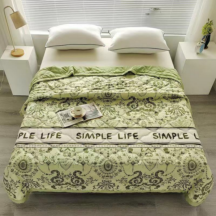 91家纺网 家纺一手货源 找家纺 伊凡 2025新款亲肤磨毛夏凉被印花夏被空调被礼品夏被跑量跨境外贸夏凉被 花恋绿