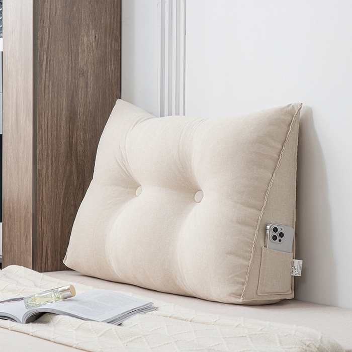 91家纺网 家纺一手货源 找家纺 美达人2025新款麻布珍珠棉三角靠背 亚麻单人  溶月米黄