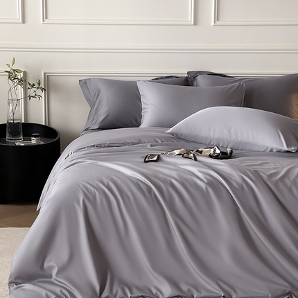 91家纺网 家纺一手货源 找家纺 Mr.pig猪先生水洗棉 2025新款A类柔软纯色天丝棉单被套 银粉+新月黄