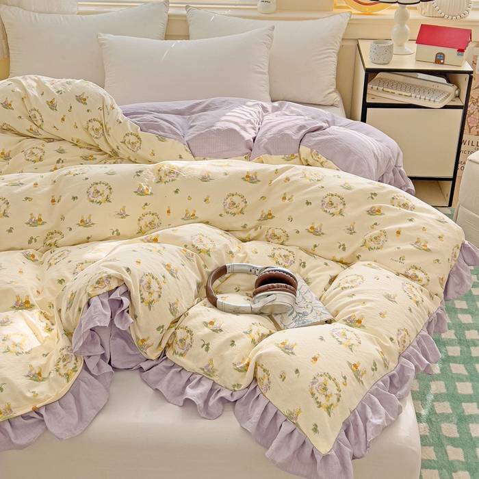 91家纺网 家纺一手货源 找家纺 （总）纽缦家纺 2025新款云感提花双层纱韩版被套