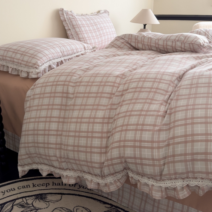 91家纺网 家纺一手货源 找家纺 可思家纺2025新款可思-韩版双层纱四件套 安琪