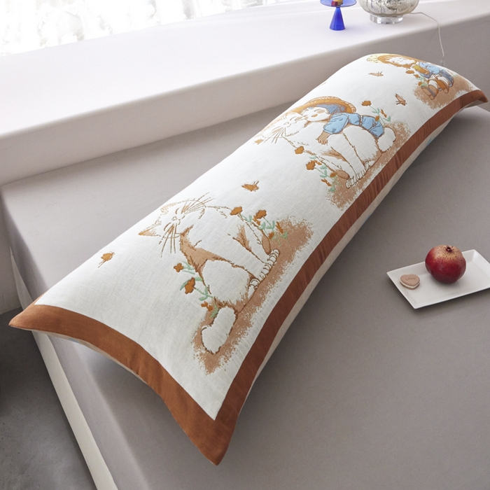 91家纺网 家纺一手货源 找家纺 爱港家纺 2025新款全棉纱布长枕套，双人 单人 情侣款纯棉枕套 萌宠宝贝