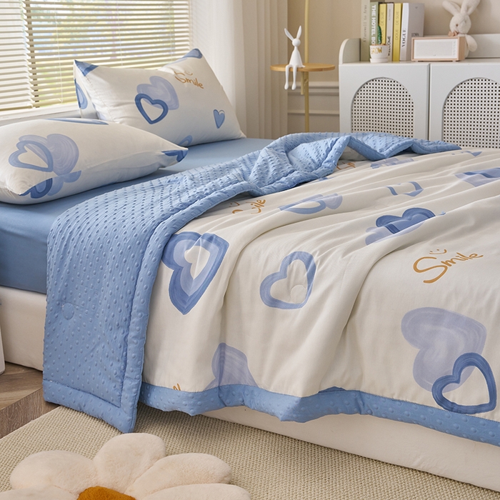 91家纺网 家纺一手货源 找家纺 暖阳 2025年新款纯棉豆豆夏被夏凉被被子被芯 豆豆-浪漫心语