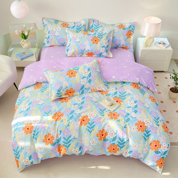 91家纺网 家纺一手货源 找家纺 直播2024新款斜纹磨毛印花四件套植物羊绒套件秋风似锦