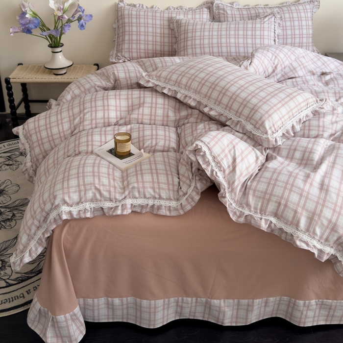 91家纺网 家纺一手货源 找家纺 （总）可思家纺2025新款可思-韩版双层纱四件套