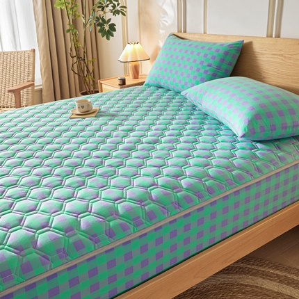 91家纺网 家纺一手货源 找家纺 雪云美2025新款A类全棉色织水洗棉夹棉床笠大豆床罩床垫保护套可定制 莫尼 粉