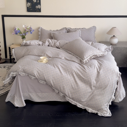 可思家纺2025新款可思-韩版双层纱四件套 清茶