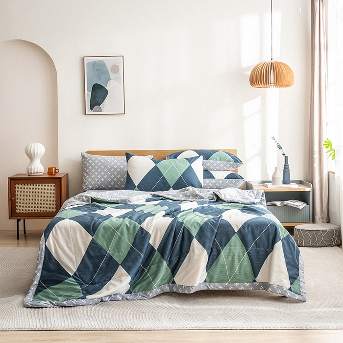 91家纺网 家纺一手货源 找家纺 暖阳 【同款地板价】2025年新款全棉印花棉花夏被四件套被子被芯 时光隧道兰