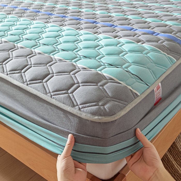 91家纺网 家纺一手货源 找家纺 雪云美2025新款A类全棉色织水洗棉夹棉床笠大豆床罩床垫保护套可定制 江南 灰