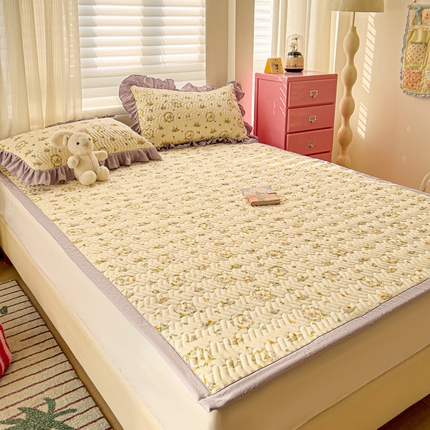 纽缦家纺2025新款云感提花双层纱夹棉床垫 兔子的欢喜