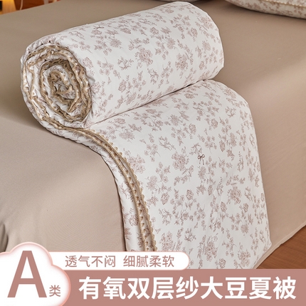 91家纺网 家纺一手货源 找家纺 （总）暖阳 2025年新款大豆双层纱夏被四件套