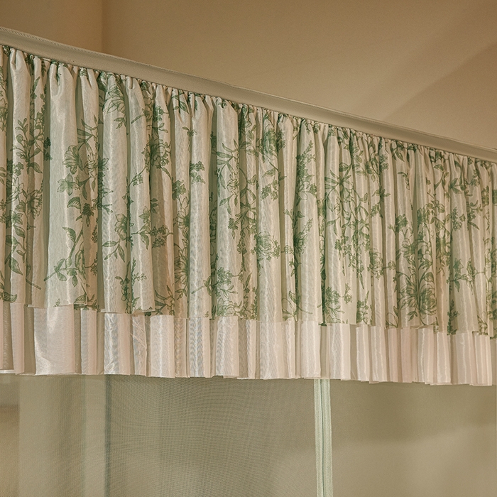 91家纺网 家纺一手货源 找家纺 青竹苑2025新款花边款床笠底防摔坐床蚊帐-伊甸园 伊甸园-瓦松绿