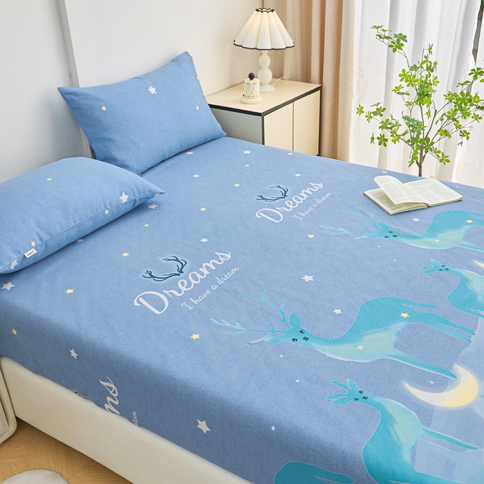 91家纺网 家纺一手货源 找家纺 首爱2025新款原棉老粗布床笠支持特殊规格定制 常年不断货 大批量供应  梦幻小鹿