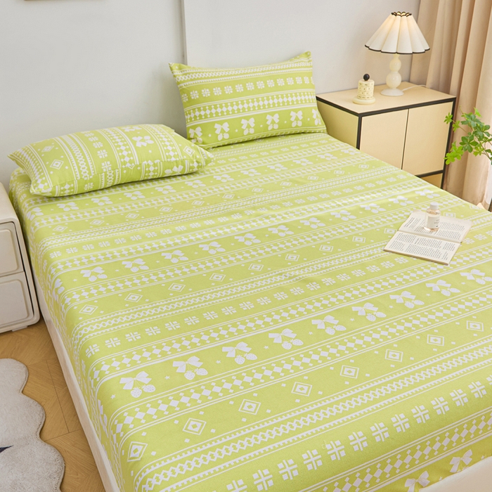 91家纺网 家纺一手货源 找家纺 首爱2025新款原棉老粗布床笠支持特殊规格定制 常年不断货 大批量供应  草莓格绿