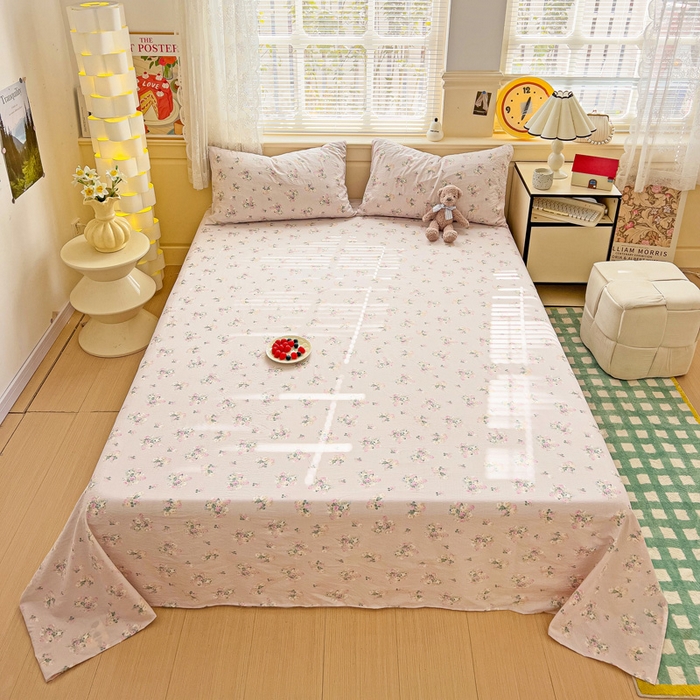 91家纺网 家纺一手货源 找家纺 纽缦家纺 2025新款云感提花双层纱床单 暗恋