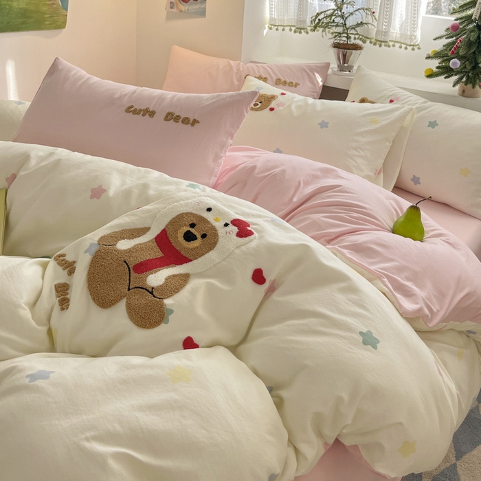 91家纺网 家纺一手货源 找家纺 桃心家居 2025新款A类亲肤舒适软糯云柔水洗棉印加绣卡通毛巾绣水洗棉系列 云柔水洗棉-印加绣猫咪熊