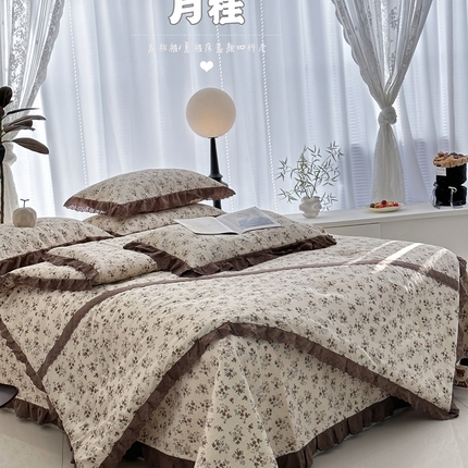 91家纺网 家纺一手货源 找家纺 （总）佰织鑫2025跑量款法式棉花床盖款春秋被四件套夏被四件套填充29%大豆纤维加71%抗菌纤维