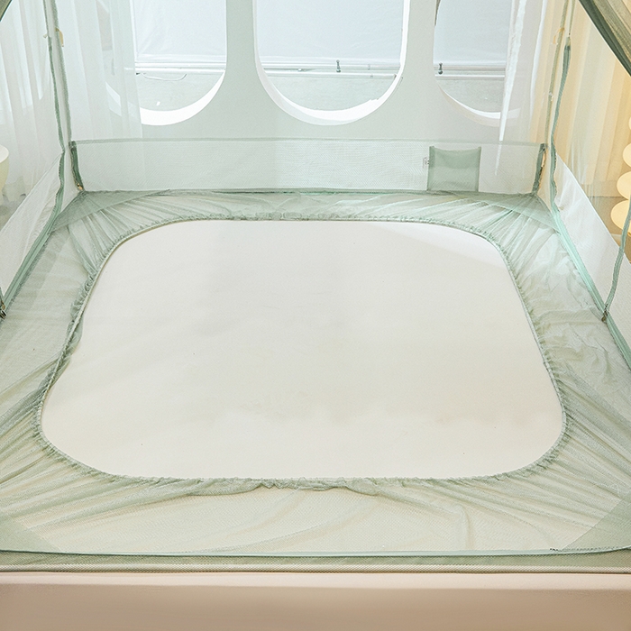 91家纺网 家纺一手货源 找家纺 青竹苑2025新款花边款床笠底防摔坐床蚊帐-格格巫 格格巫-瓦松绿