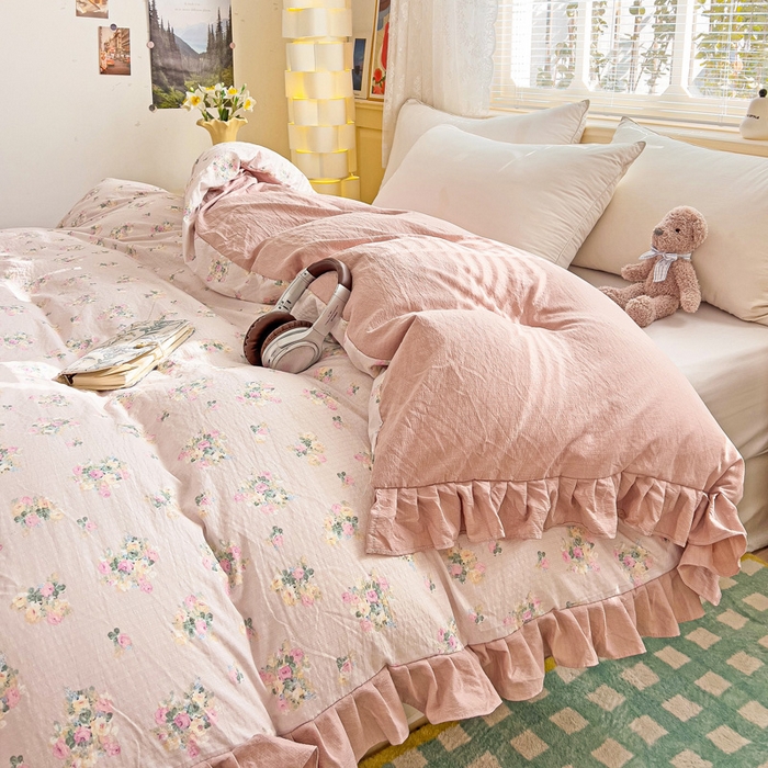 91家纺网 家纺一手货源 找家纺 纽缦家纺 2025新款云感提花双层纱韩版被套 暗恋