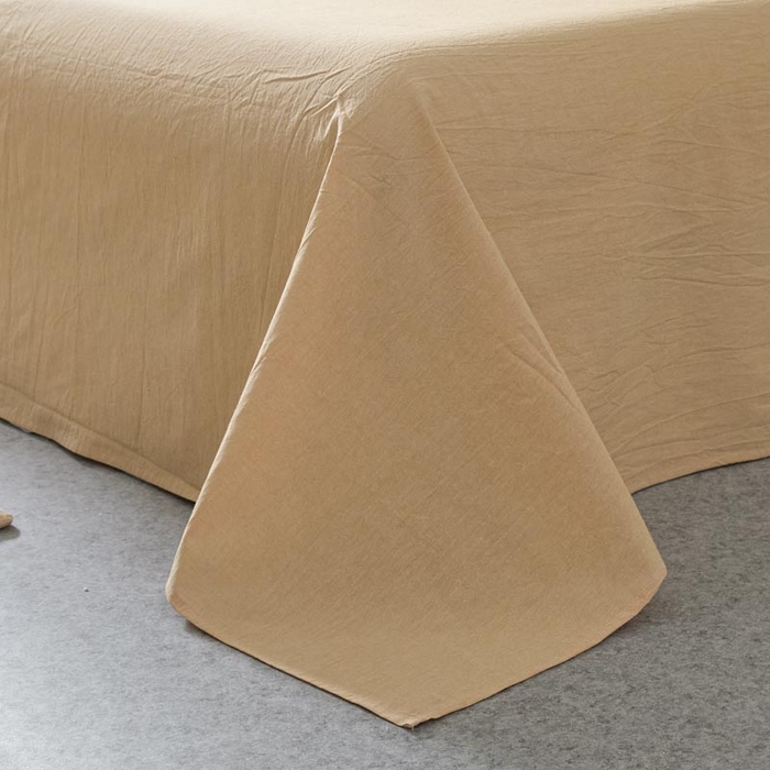 91家纺网 家纺一手货源 找家纺 AB家纺 2025新款三层款皱皱纱条纹四件套 小半-桔黄