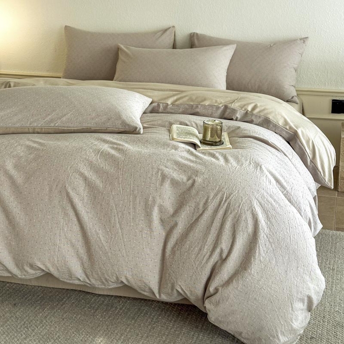 91家纺网 家纺一手货源 找家纺 ab家纺 2025新款小碎花三层纱 波尔卡-咖