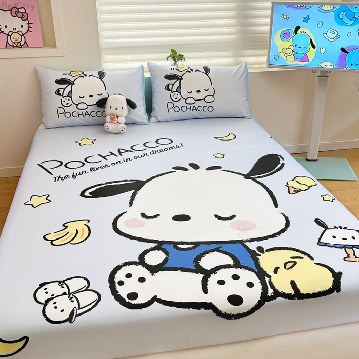 91家纺网 家纺一手货源 找家纺 金爱家 2025新款三丽欧全棉大版单品--床笠 棉单品-香蕉帕哈狗