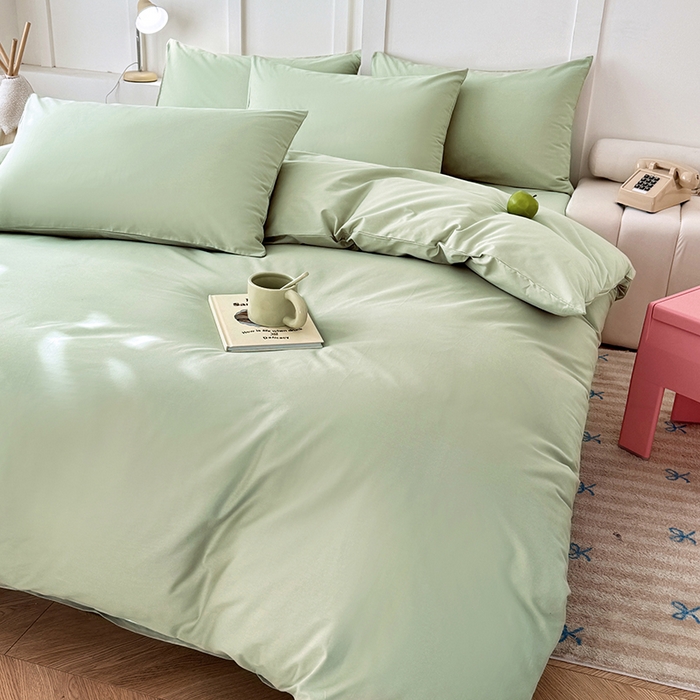 91家纺网 家纺一手货源 找家纺 卢赛尔 2025新款全13372纯色单被套 豆绿色