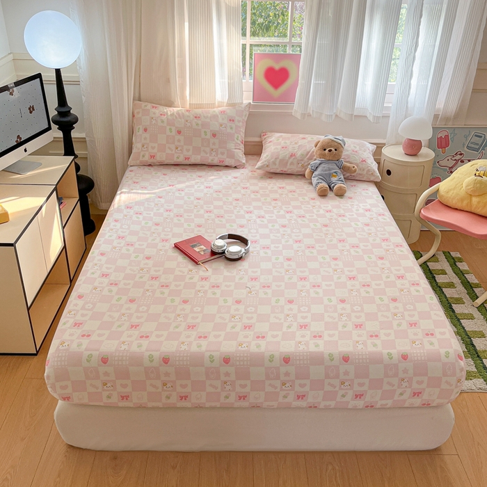 91家纺网 家纺一手货源 找家纺 博雅 2025新款全棉A类双层纱床笠 小奶猫