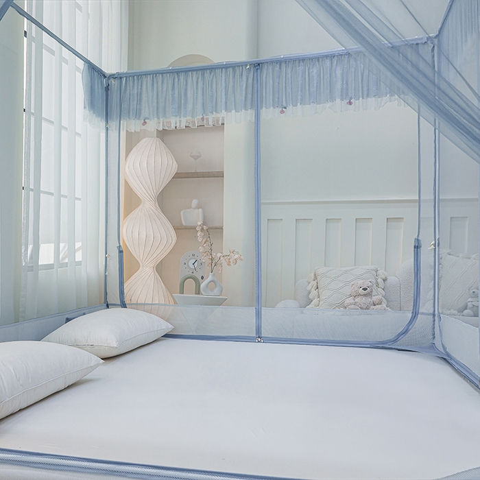 91家纺网 家纺一手货源 找家纺 （总）青竹苑2025新款花边款床笠底防摔坐床蚊帐-樱桃