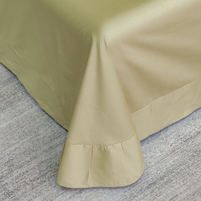 91家纺网 家纺一手货源 找家纺 U品汇  2025新款纯棉全棉长绒棉刺绣绣花高端礼盒四件套-叶夕 花晨叶夕-浅豆绿