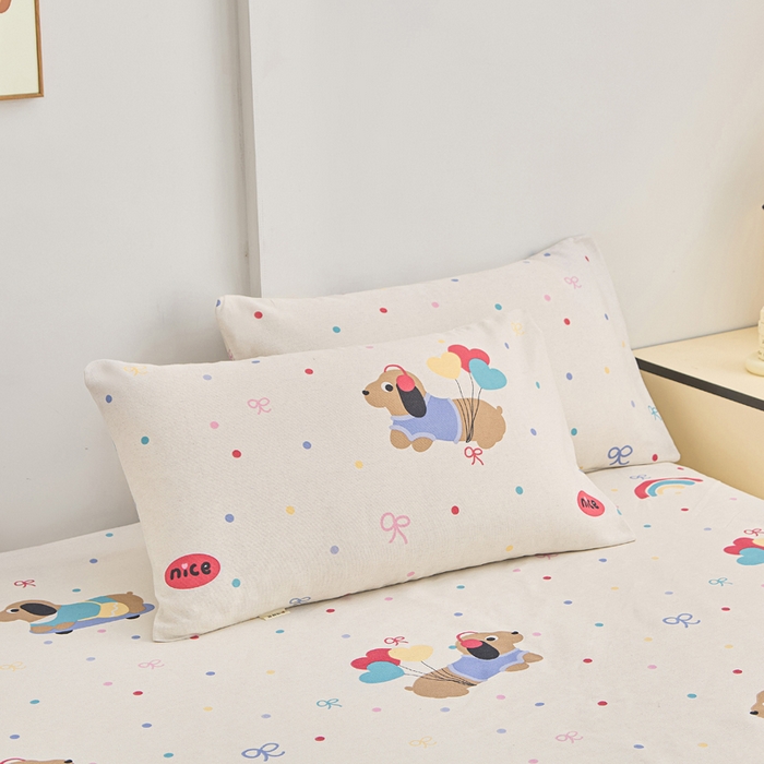 91家纺网 家纺一手货源 找家纺 首爱2025新款原棉老粗布床笠支持特殊规格定制 常年不断货 大批量供应  腊肠小狗