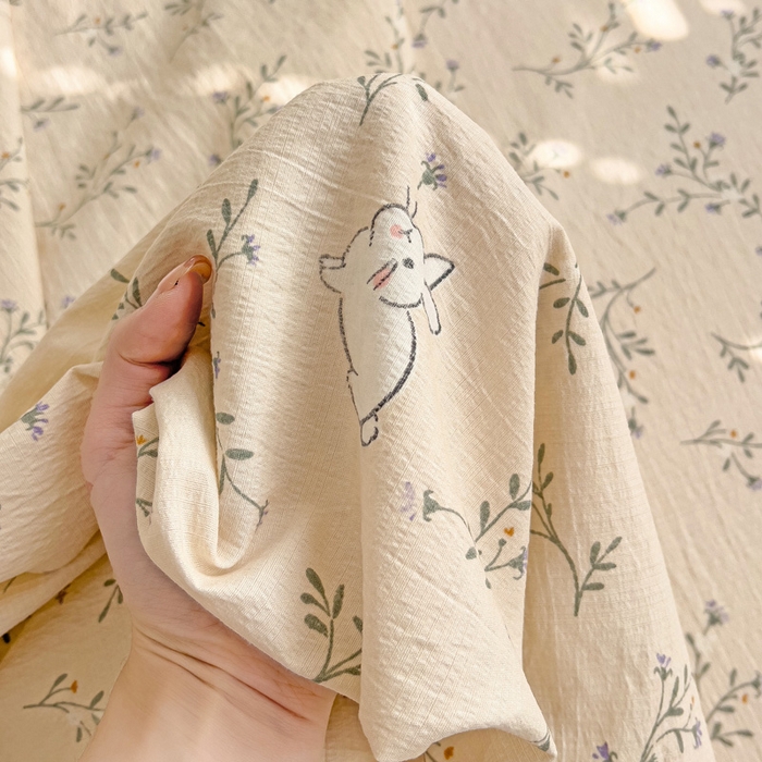 91家纺网 家纺一手货源 找家纺 纽缦家纺 2025新款云感提花双层纱床单 森田野园