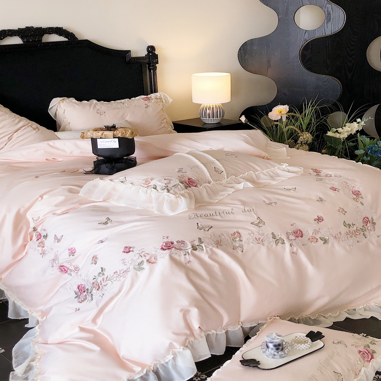 91家纺网 家纺一手货源 找家纺 馨蕊家居  2025年春夏新品100S高奢简约长绒棉系列—棉春溪 春溪-初夏粉