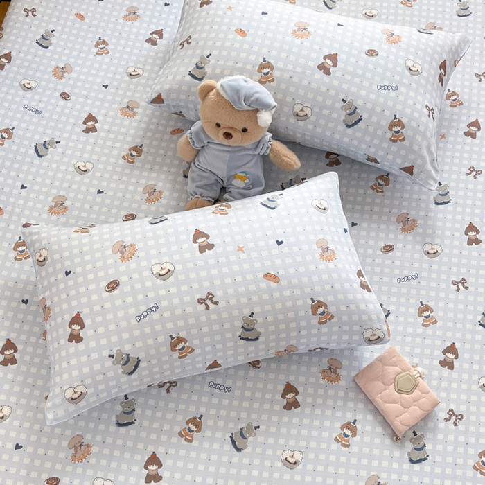 91家纺网 家纺一手货源 找家纺 博雅 2025新款全棉A类双层纱床笠 萌宠乐园