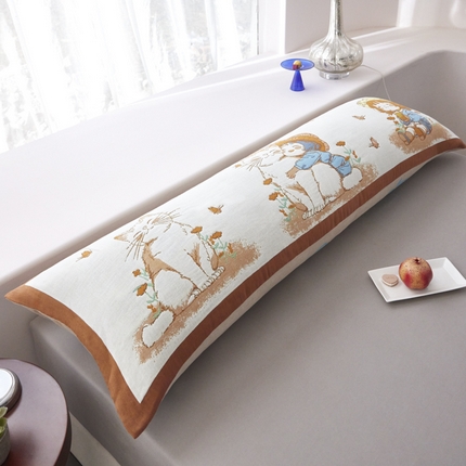 91家纺网 家纺一手货源 找家纺 爱港家纺 2025新款全棉纱布长枕套，双人 单人 情侣款纯棉枕套 萌宠宝贝