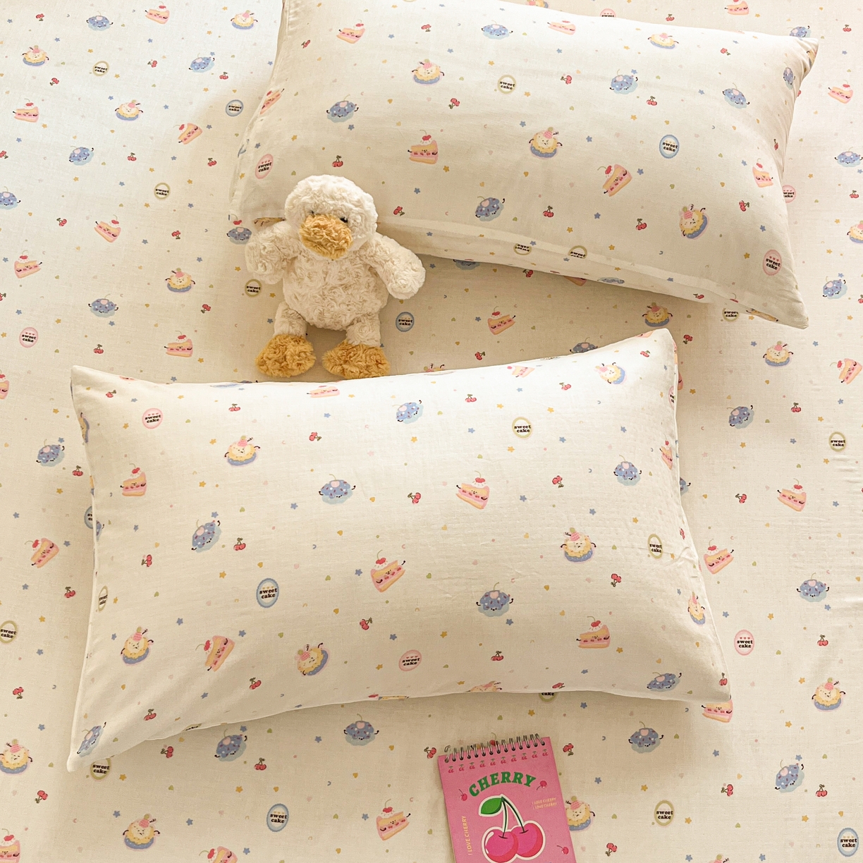 91家纺网 家纺一手货源 找家纺 博雅 2025新款全棉A类双层纱床笠 奶油蛋糕