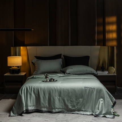 91家纺网 家纺一手货源 找家纺 （总）时亿家居  2025新款80天丝提花床盖款夏被四件套 -晓雅系列